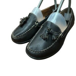 Born Tassel Loafers Women Black Leather Ladybug Sole Slip On Flats Size 6